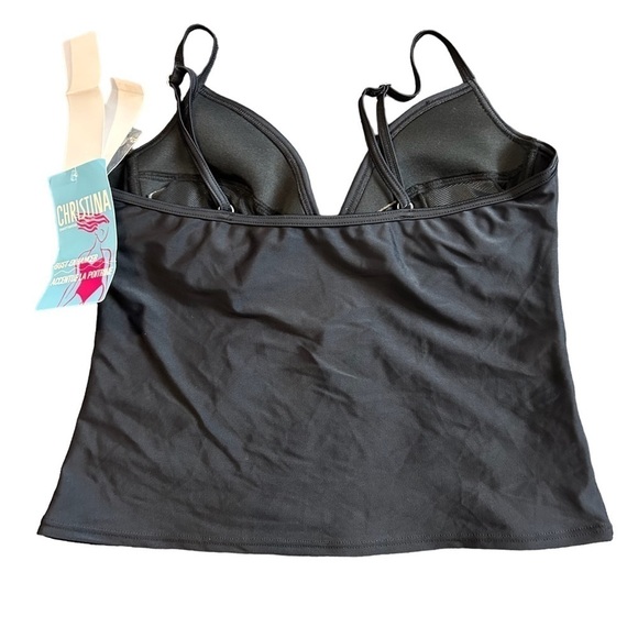 Christina Tankini Swimwear Bust Enhancer Black & Red Two Piece Swimsuit Sz. 12 - Picture 8 of 16